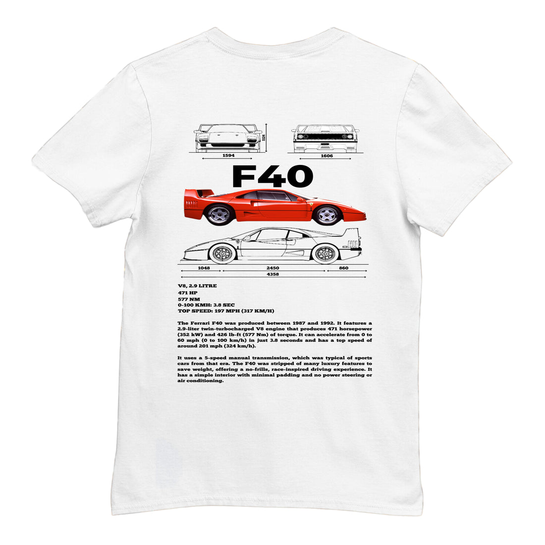 orion-bloom-cars-ferrari-f40-beyaz-t-shirt-arka